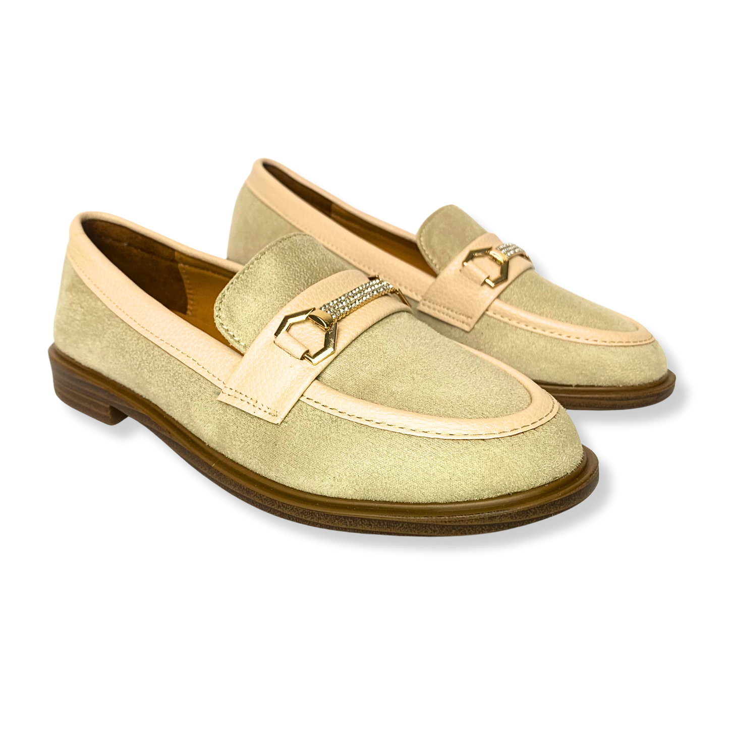 Mocassin en daim pour femmes beige - Elora