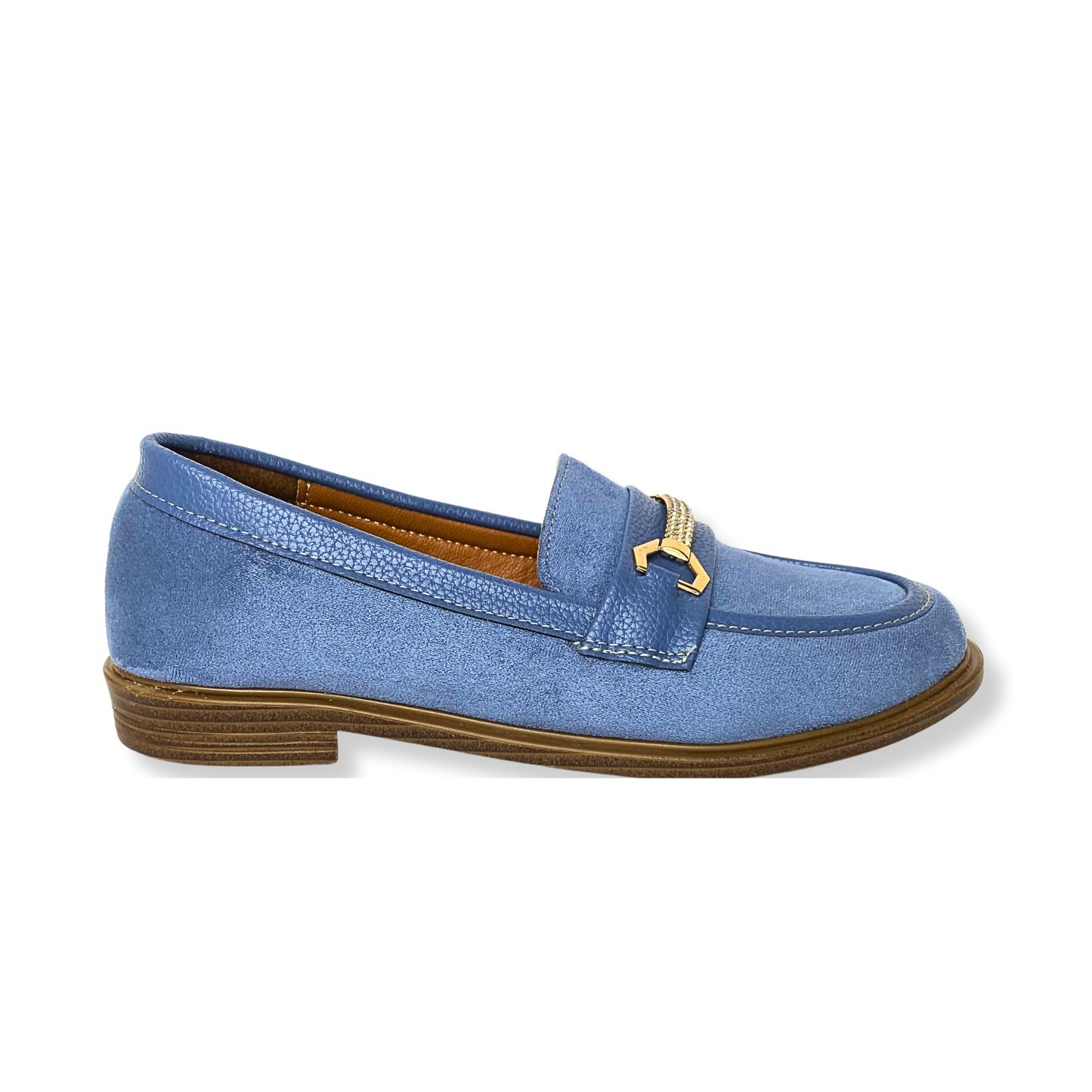Mocassin en daim pour femmes bleu pastel - Elora