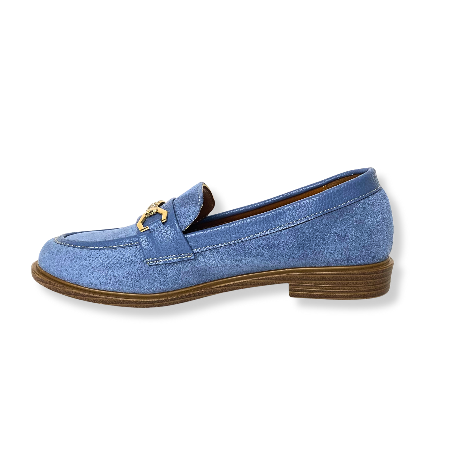 Mocassin en daim pour femmes bleu pastel - Elora
