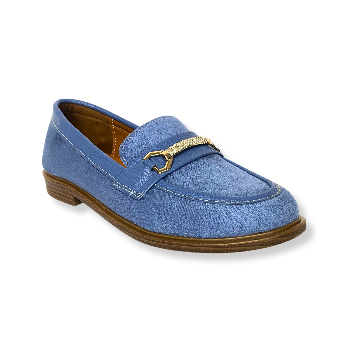 Mocassin en daim pour femmes bleu pastel - Elora
