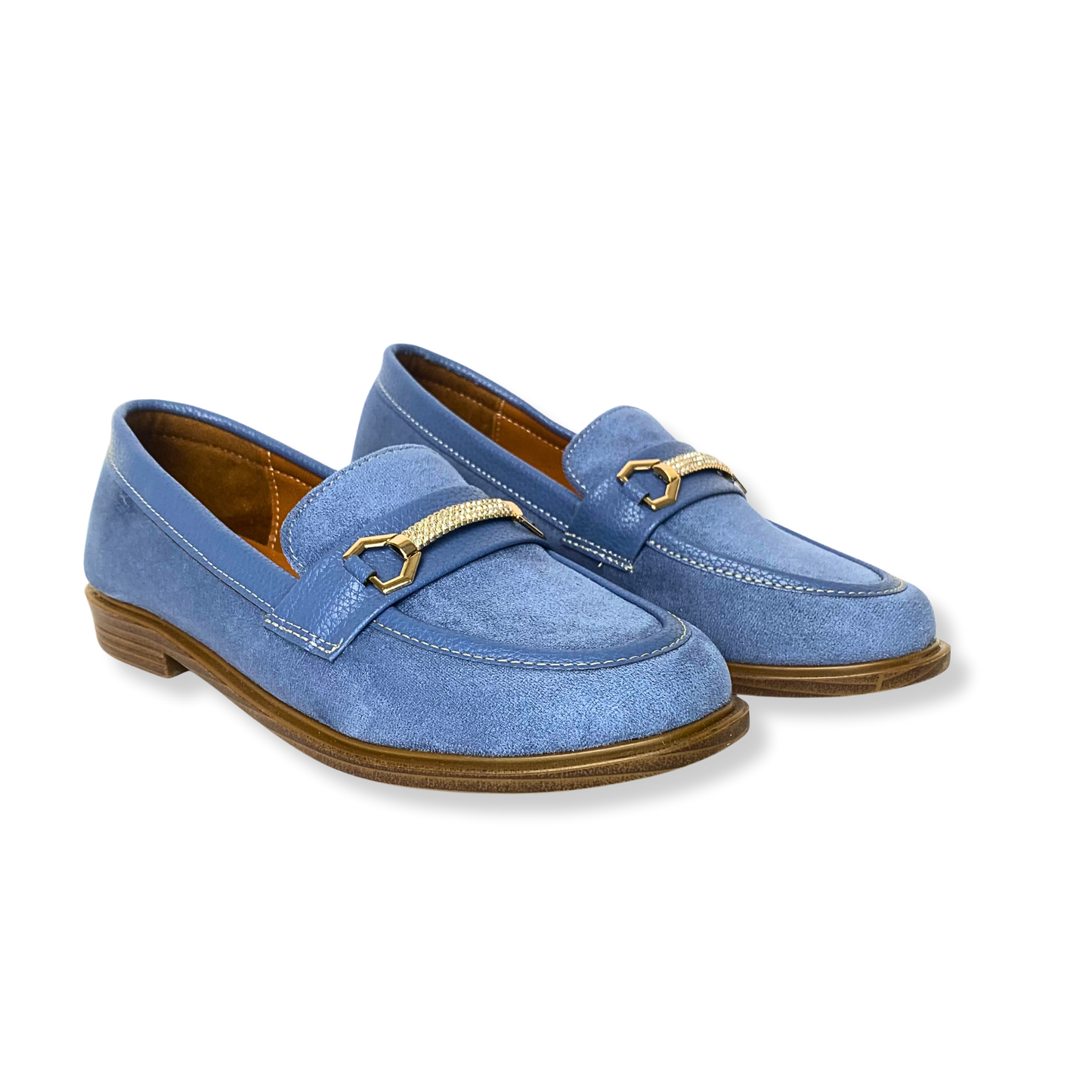 Mocassin en daim pour femmes bleu pastel - Elora