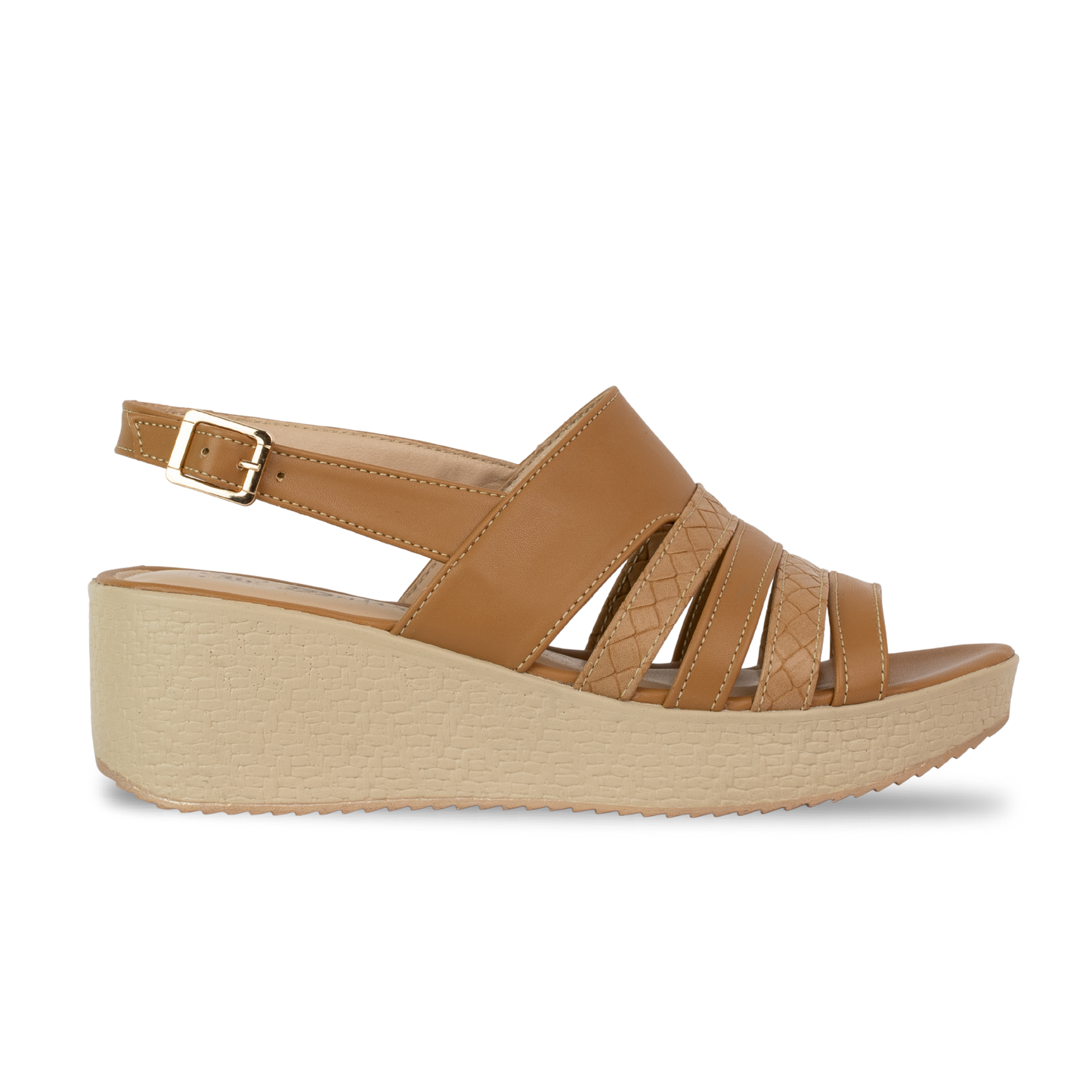 Joelle : Sandale compensée femme camel