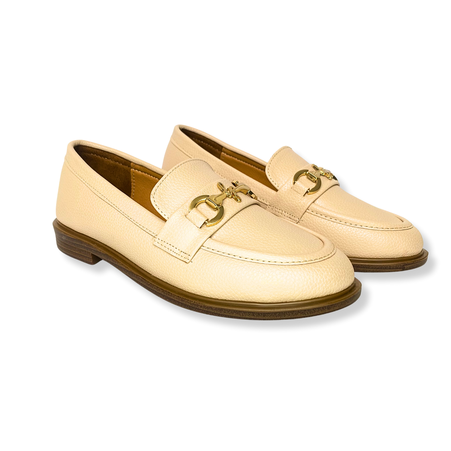 Mocassin en cuir pour femmes beige - Lola