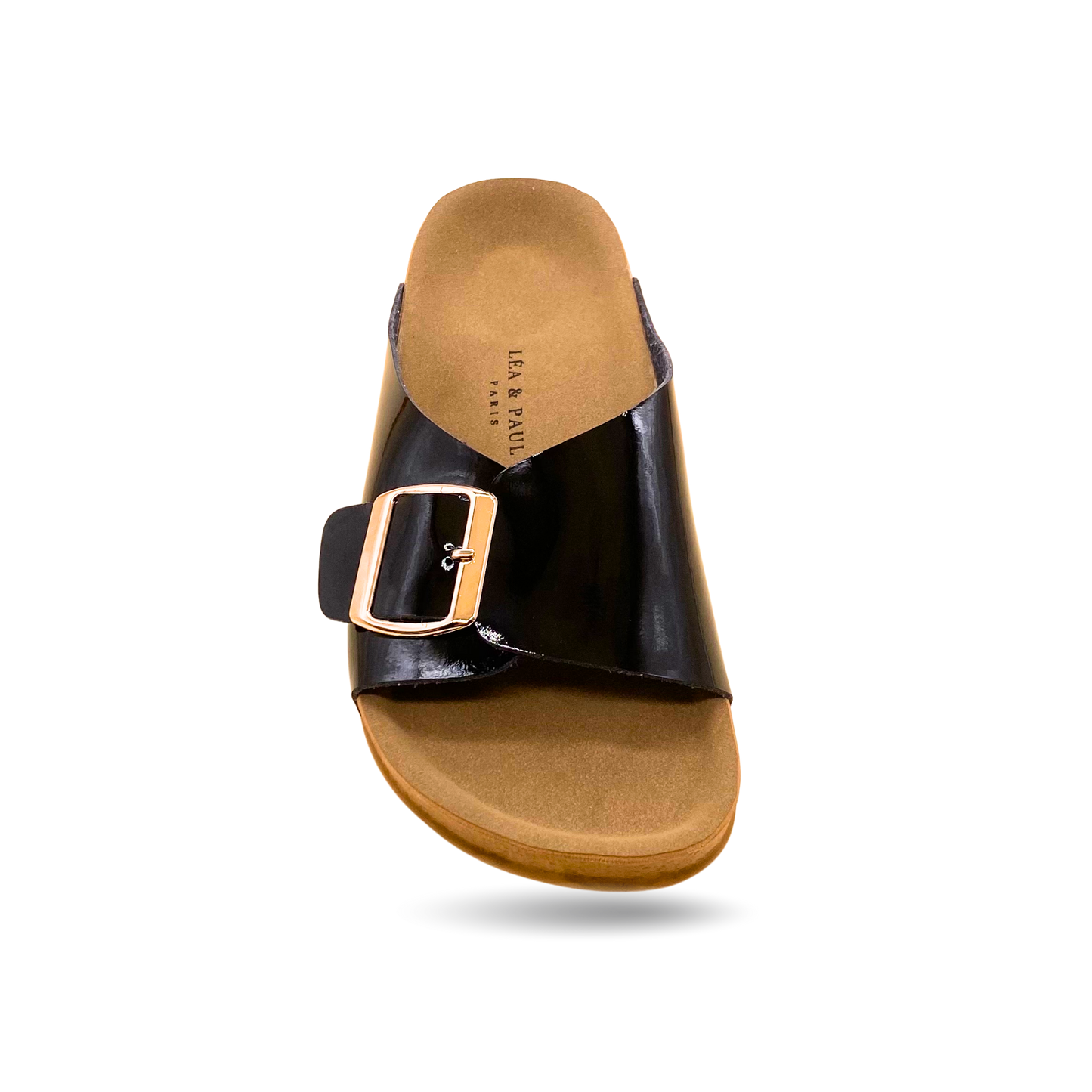 Sandales en cuir vernis pour femme – Noir – Angeline