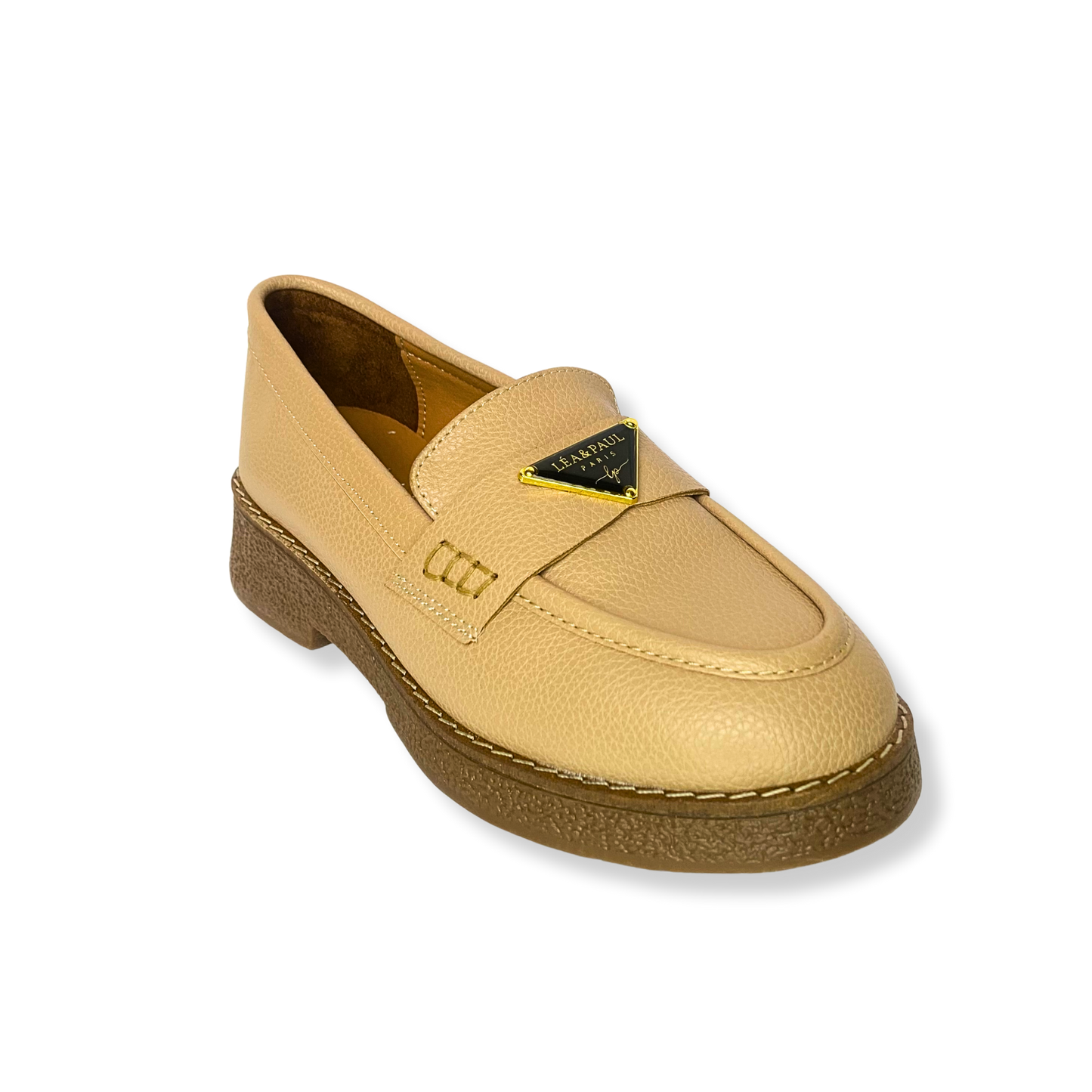 Mocassin en cuir pour femmes beige - Lucia