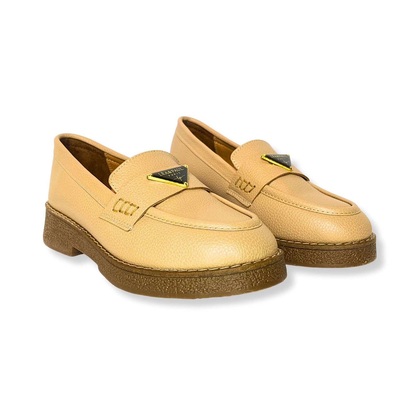 Mocassin en cuir pour femmes beige - Lucia