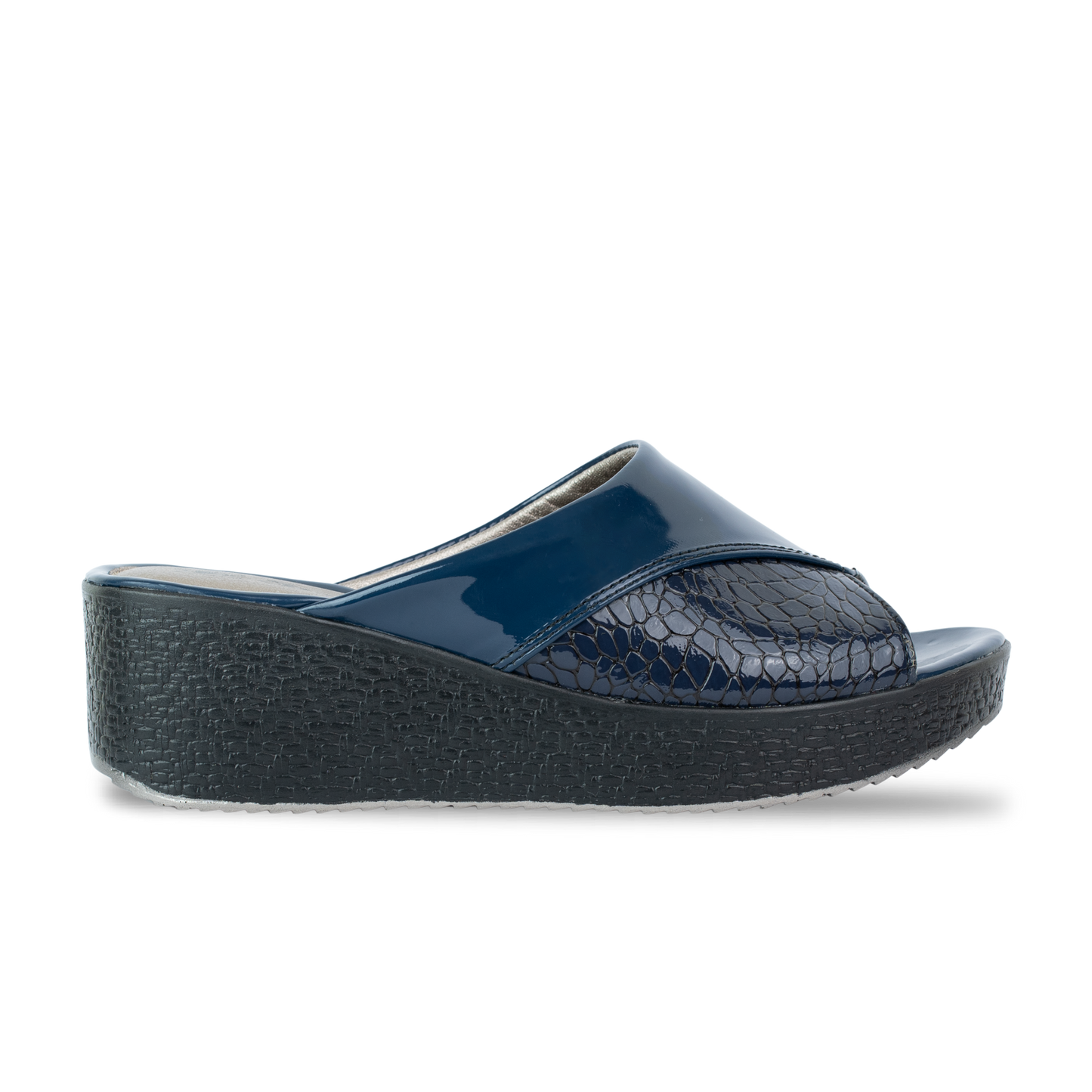 Emeline : Sandale compensée Bleu marine