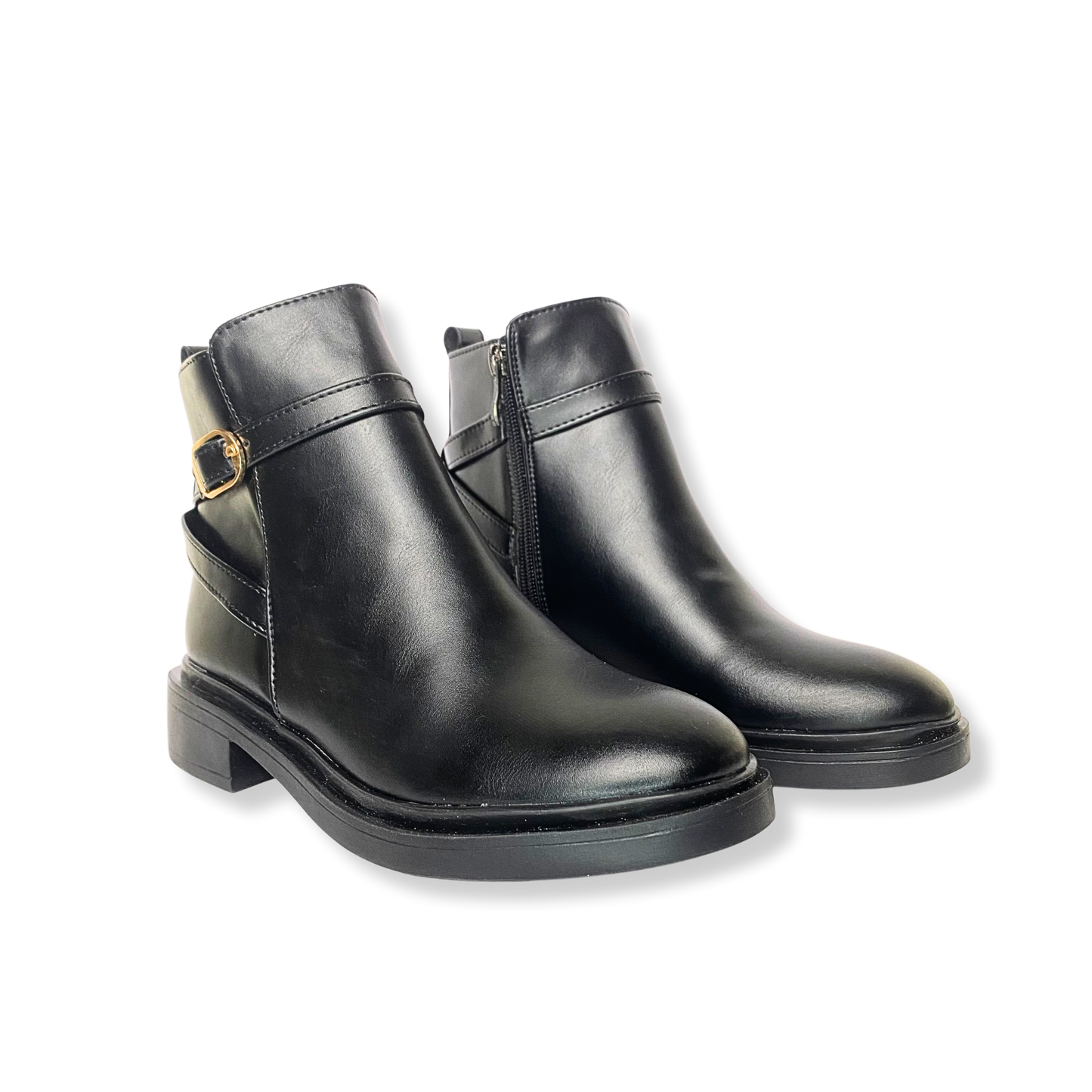 Bottines fourrées en cuir pour femme noir - Lisanne
