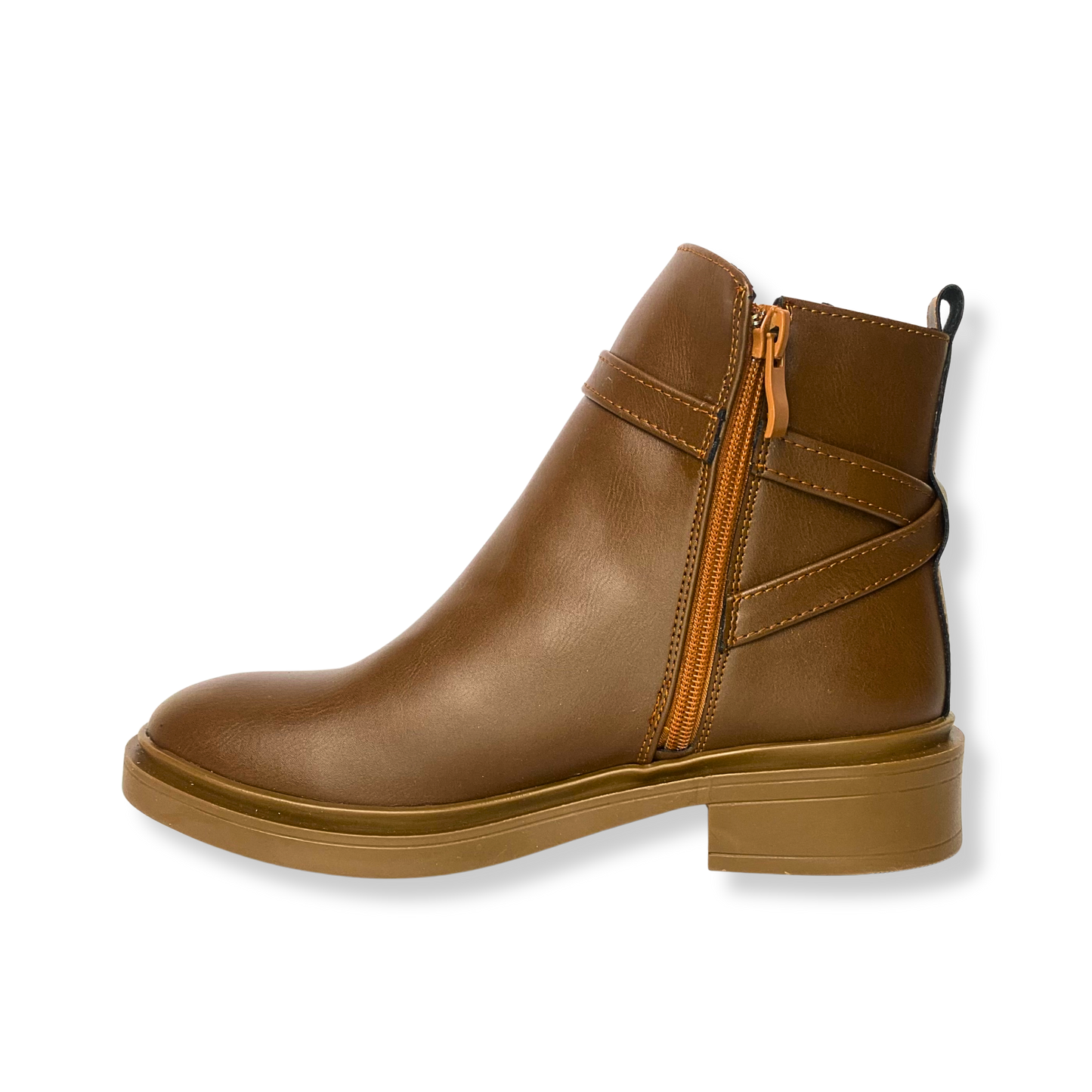 Bottines fourrées en cuir pour femme tabac - Lisanne