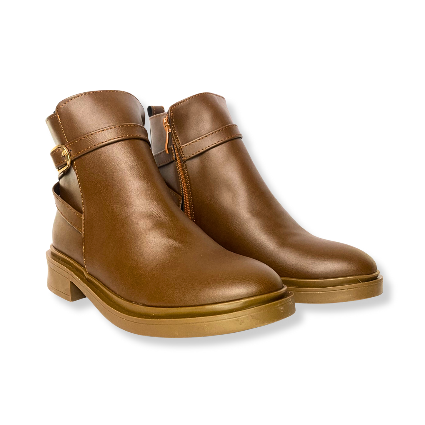 Bottines fourrées en cuir pour femme tabac - Lisanne