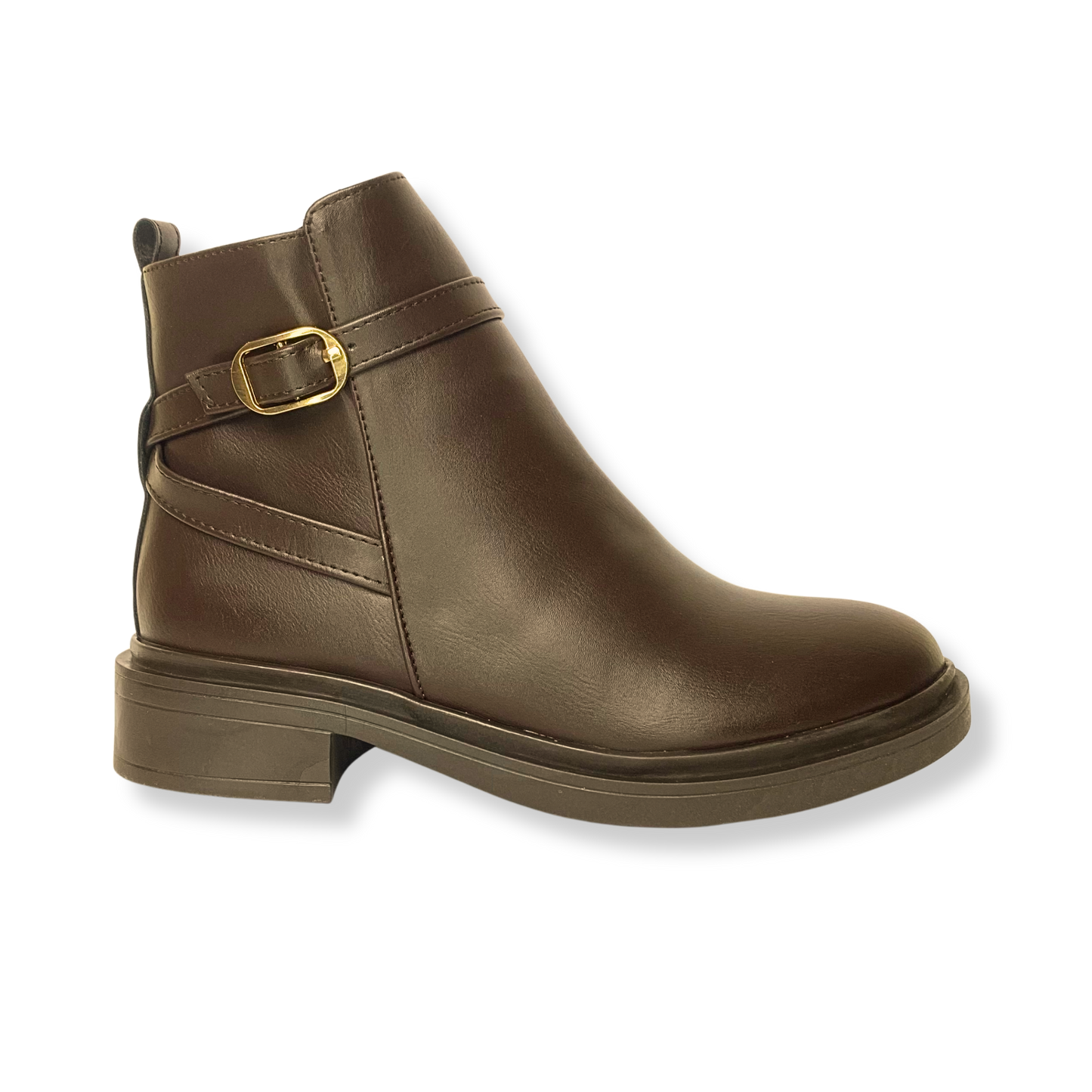 Bottines fourrées en cuir pour femme marron foncé - Lisanne