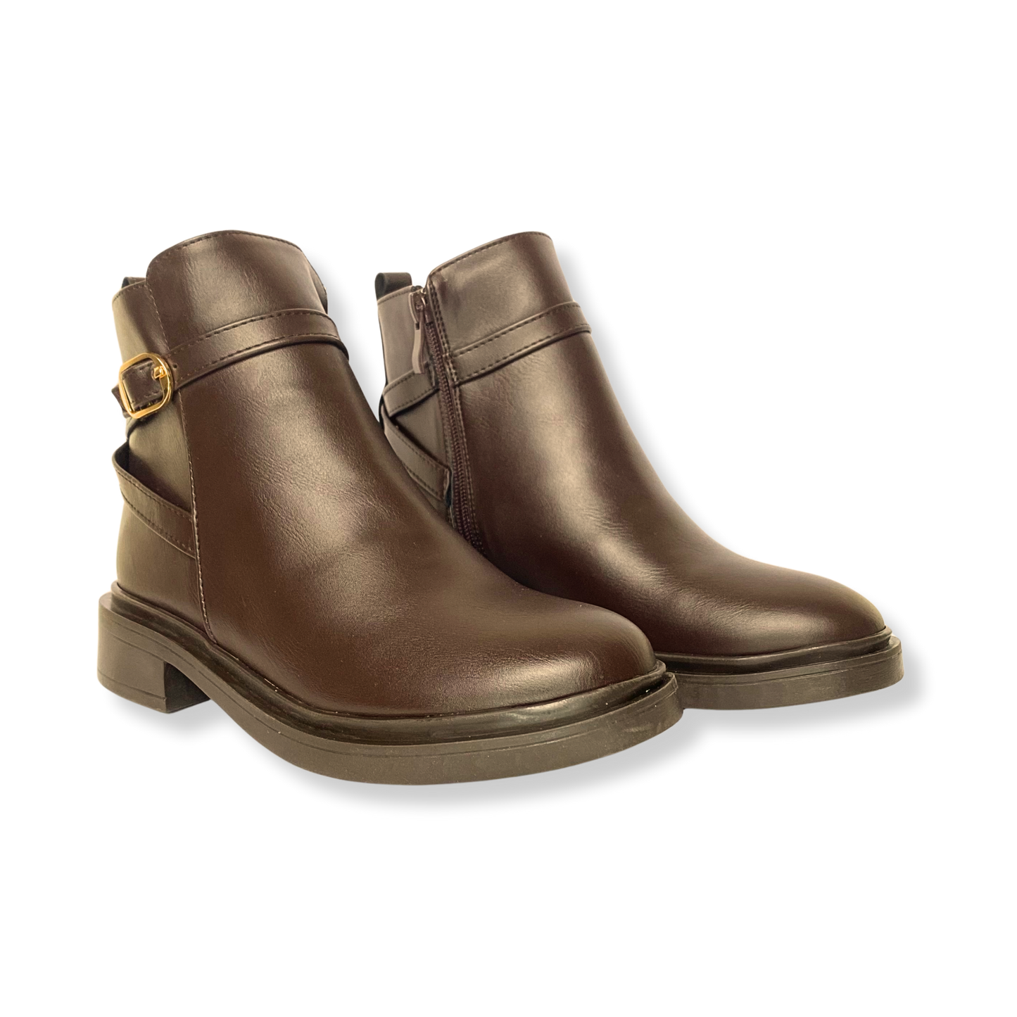 Bottines fourrées en cuir pour femme marron foncé - Lisanne