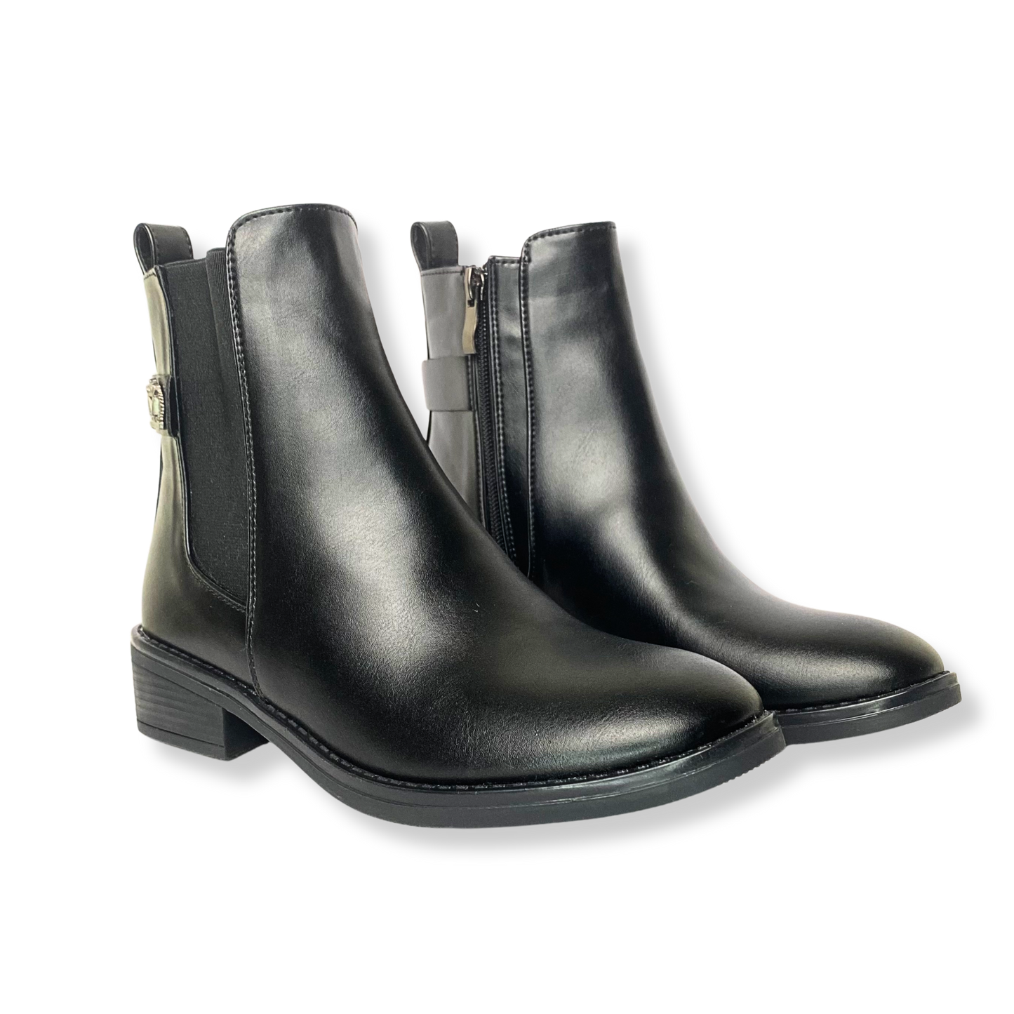 Bottines fourrées en cuir pour femme noir - Marianne