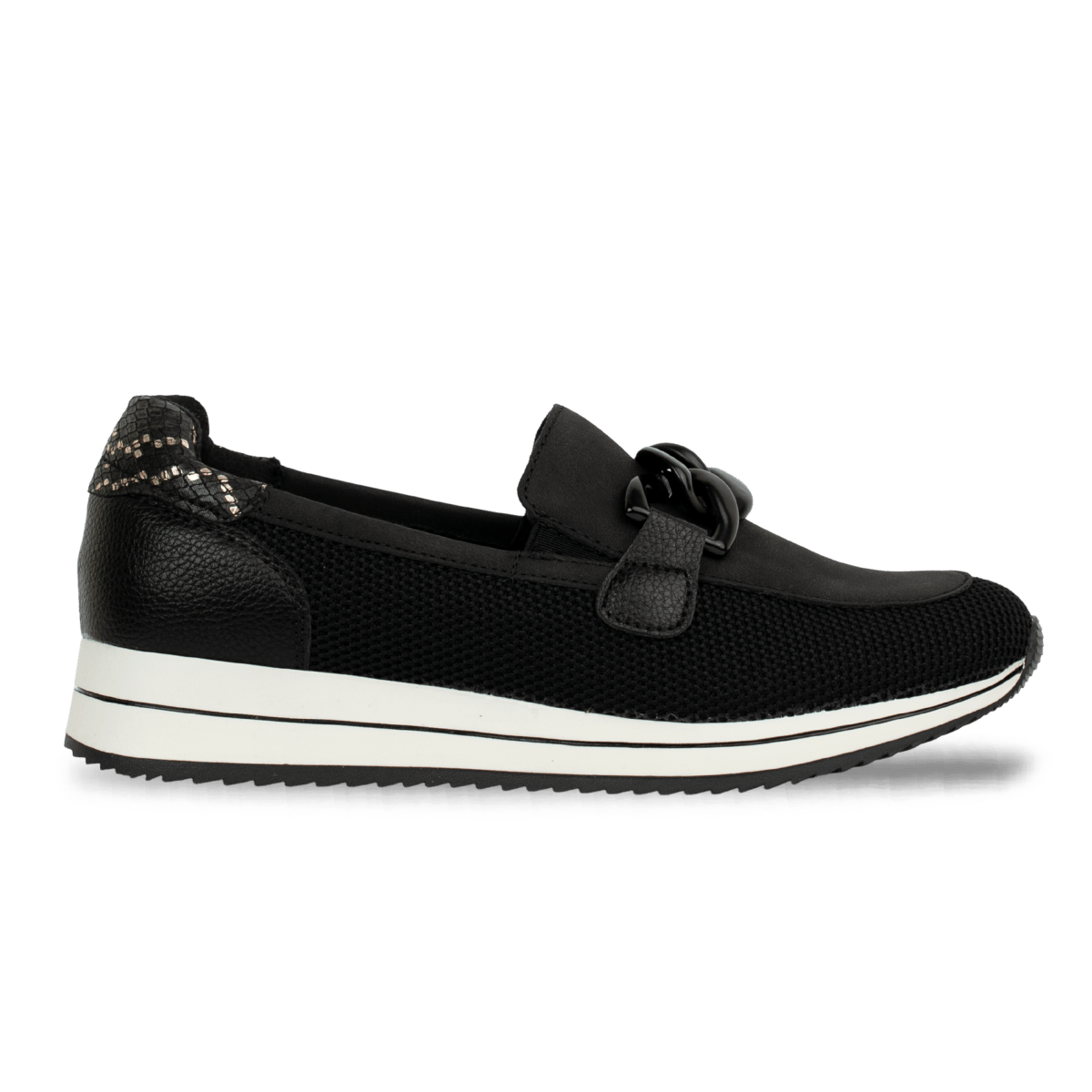 Baskets confort en maille et cuir pour femme – Noir – Livia - Lea & Paul Maroc