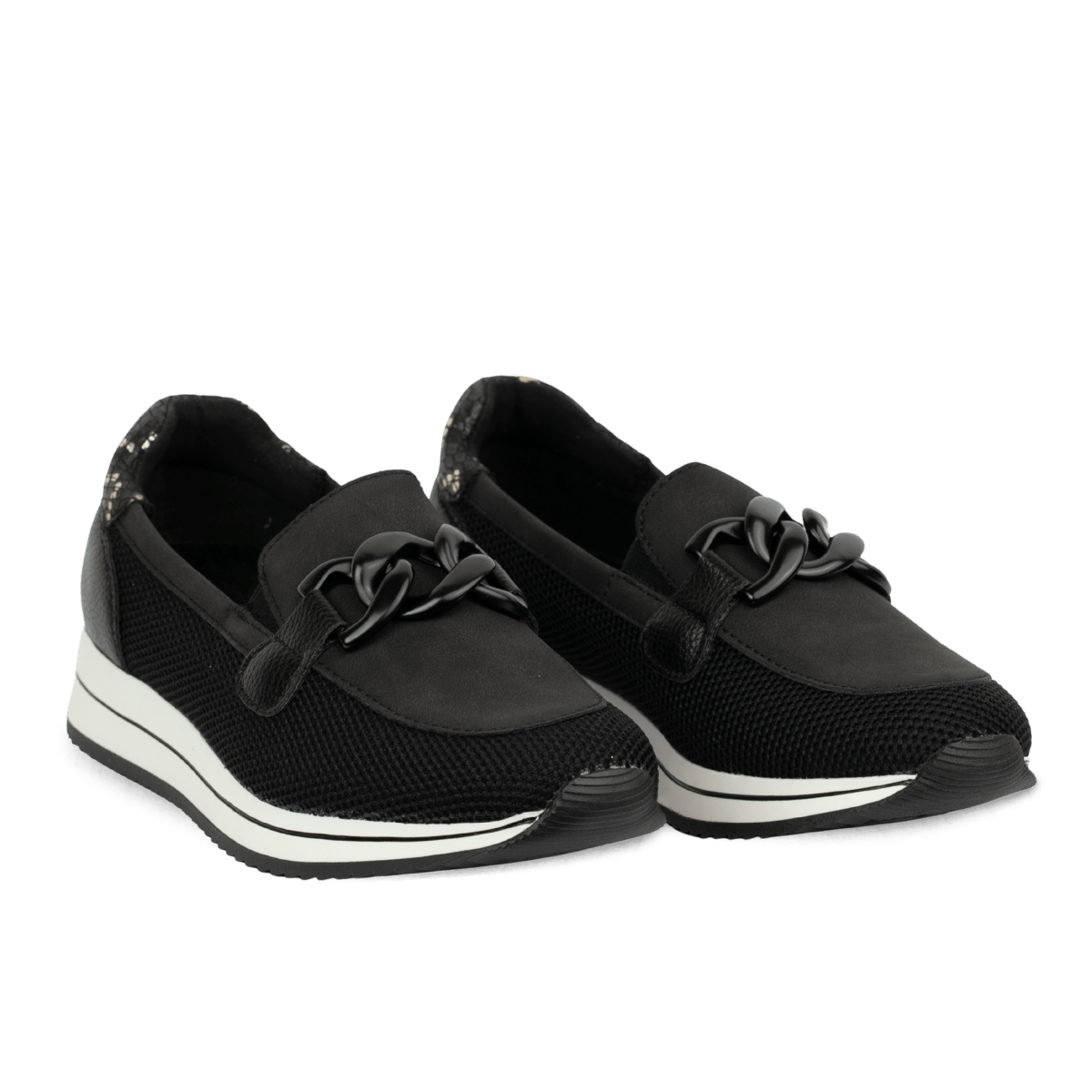 Baskets confort en maille et cuir pour femme – Noir – Livia - Lea & Paul Maroc