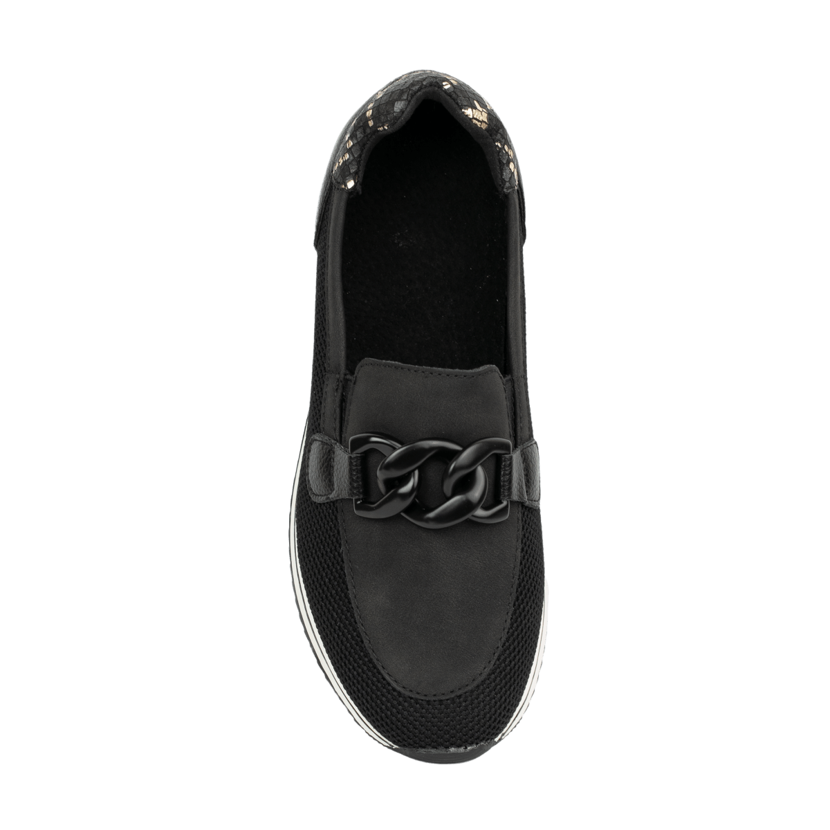 Baskets confort en maille et cuir pour femme – Noir – Livia - Lea & Paul Maroc