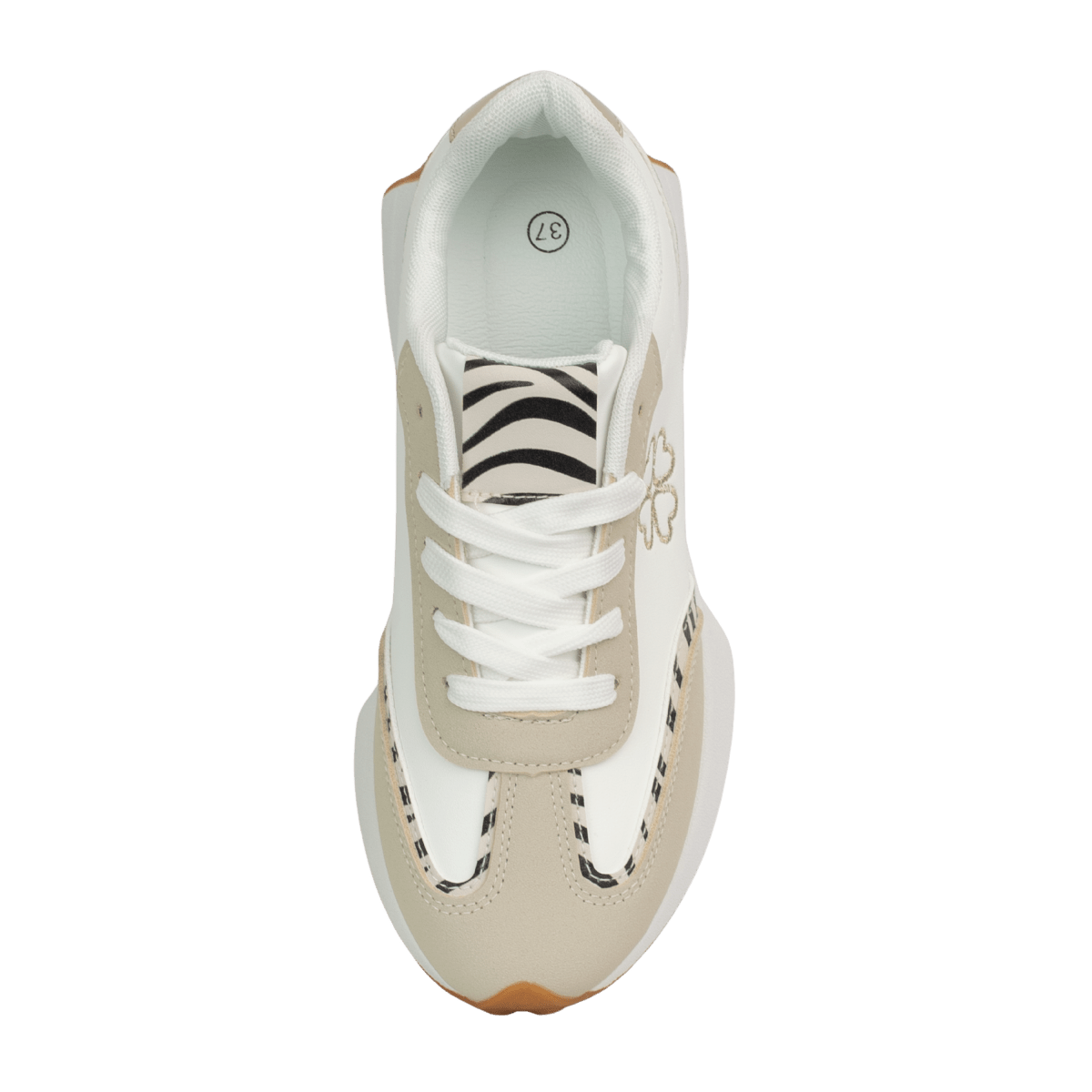 Baskets en cuir pour femme – Blanc et beige – Élodie - Lea & Paul Maroc