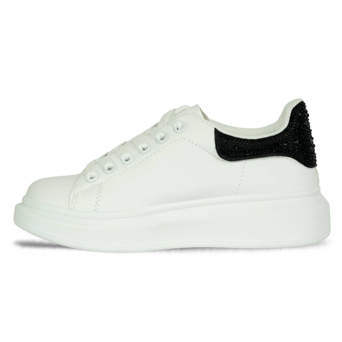 Baskets en cuir pour femme – Blanc et noir – Flora - Lea & Paul Maroc