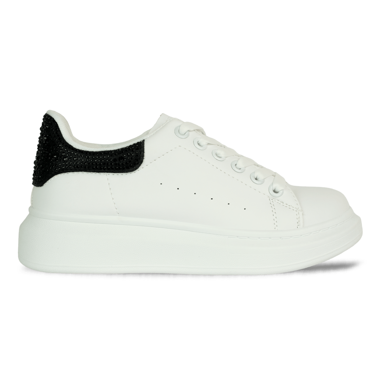 Baskets en cuir pour femme – Blanc et noir – Flora - Lea & Paul Maroc