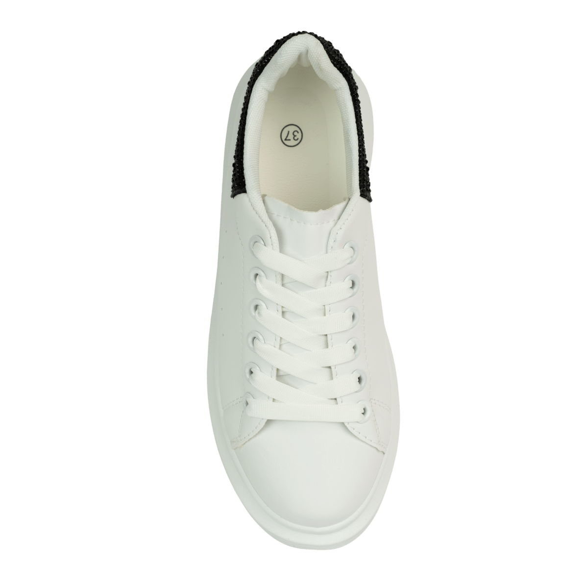 Baskets en cuir pour femme – Blanc et noir – Flora - Lea & Paul Maroc