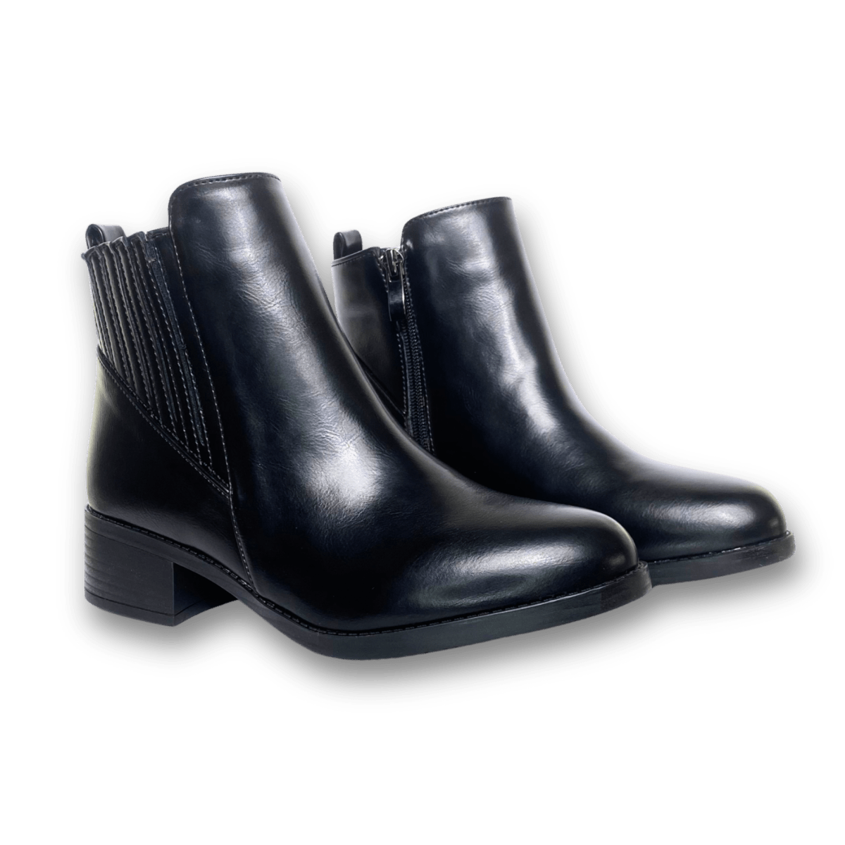 Bottines fourrées en cuir pour femmes - Noir - Carmelle - Lea & Paul Maroc