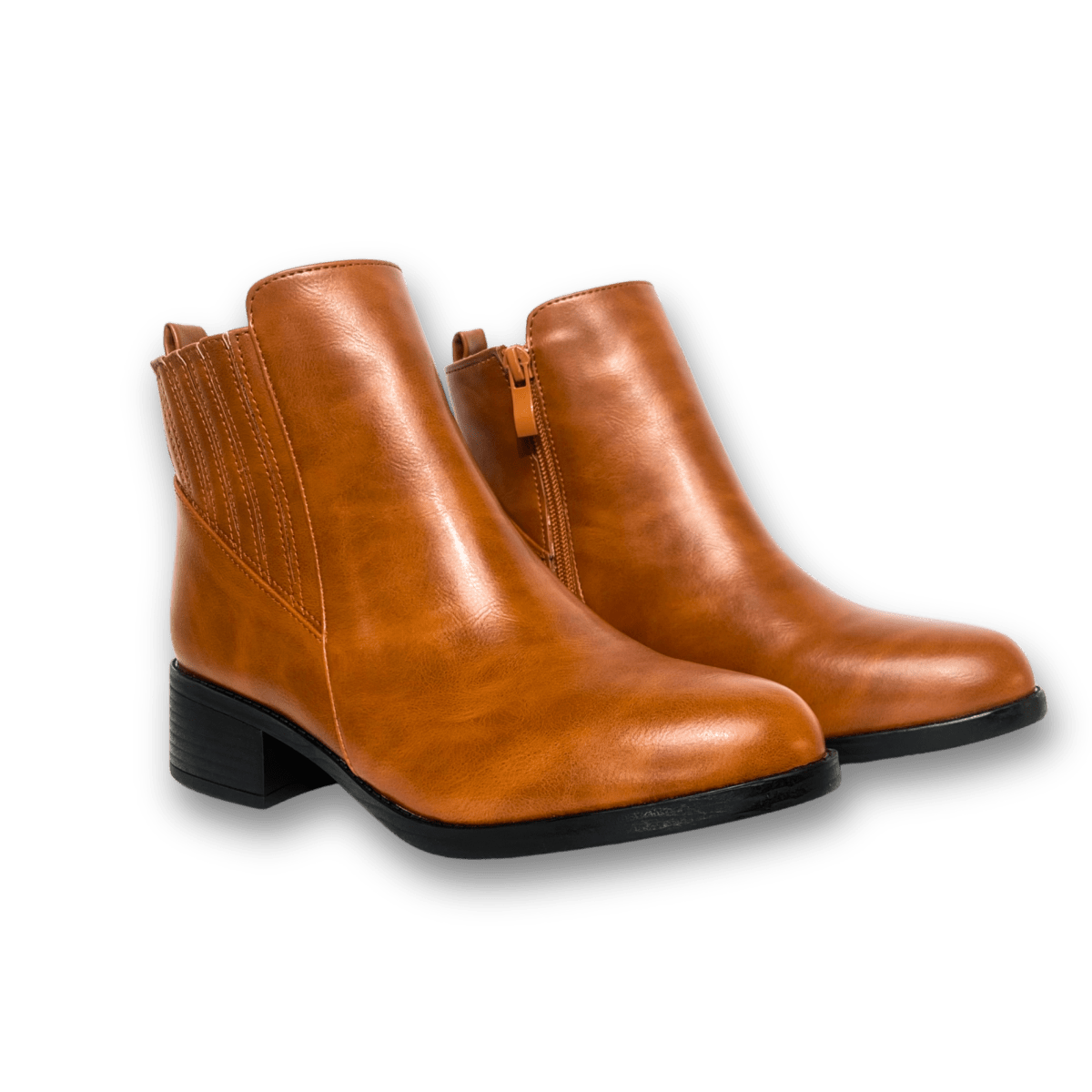 Bottines fourrées en cuir pour femmes - Tabac - Carmelle - Lea & Paul Maroc