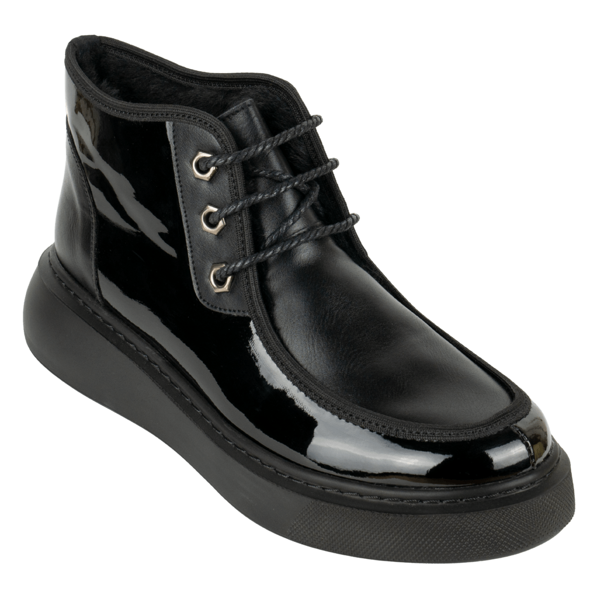 Bottines fourrées en Verni - cuir pour femme Noir - ÉLISA - Lea & Paul Maroc