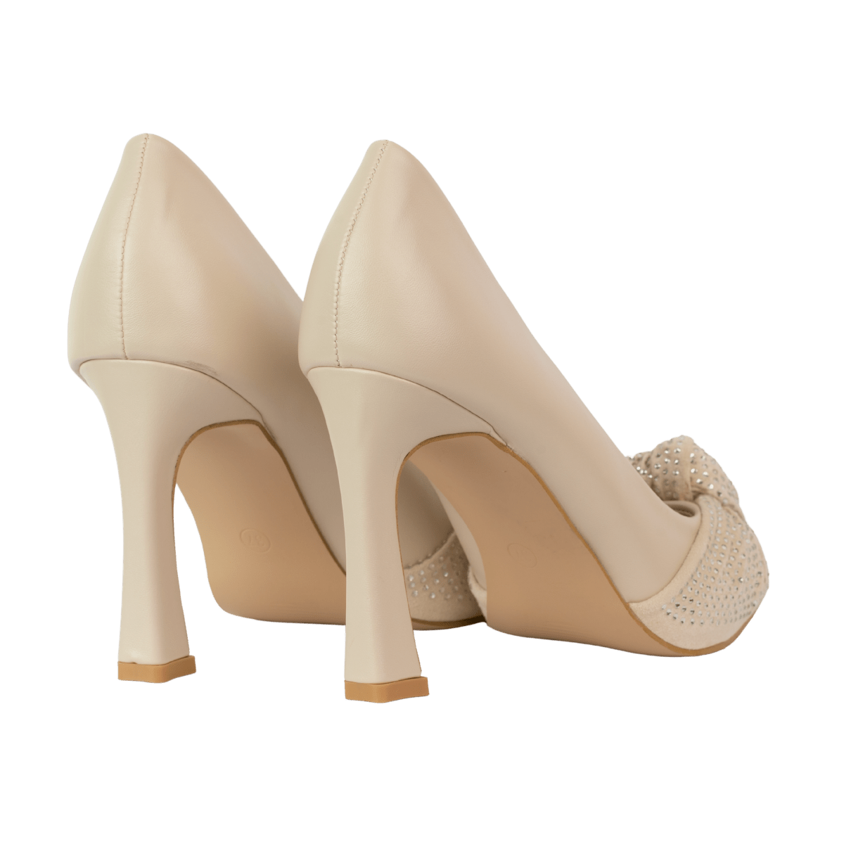 Escarpins à talon haut en cuir pour femme – Beige – Simona - Lea & Paul Maroc