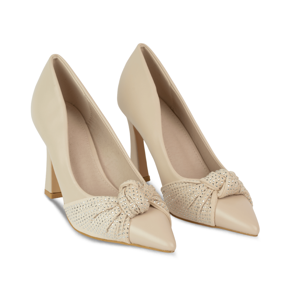 Escarpins à talon haut en cuir pour femme – Beige – Simona - Lea & Paul Maroc