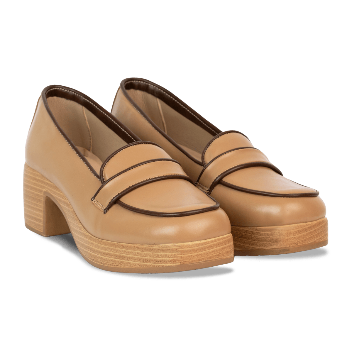 Escarpins en cuir pour femme – Camel – Mireille - Lea & Paul Maroc