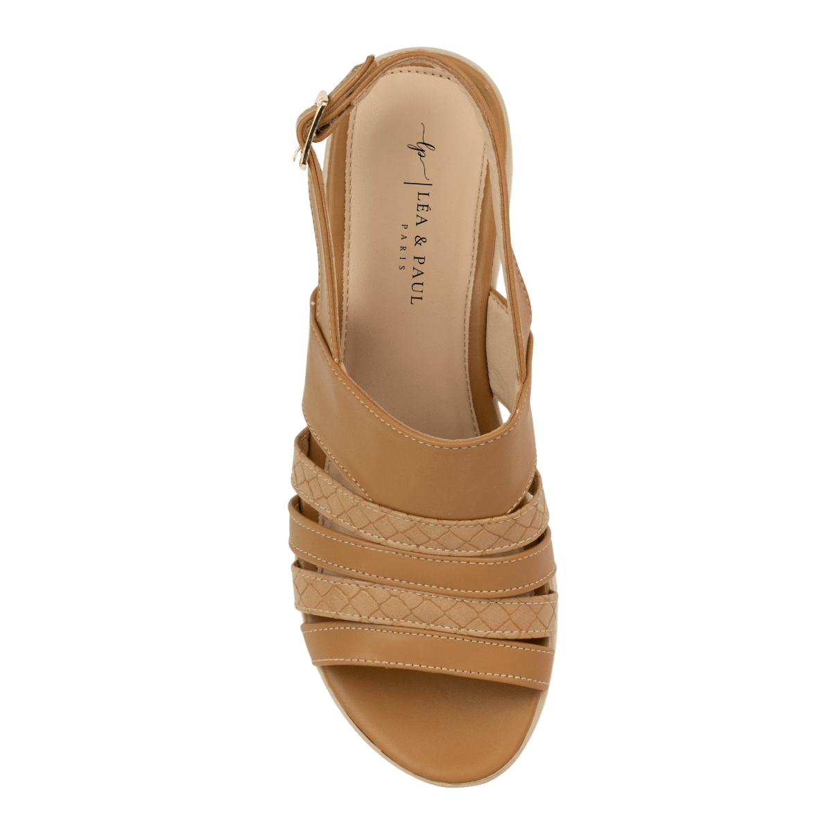 Joelle : Sandale compensée femme camel - Lea & Paul Maroc
