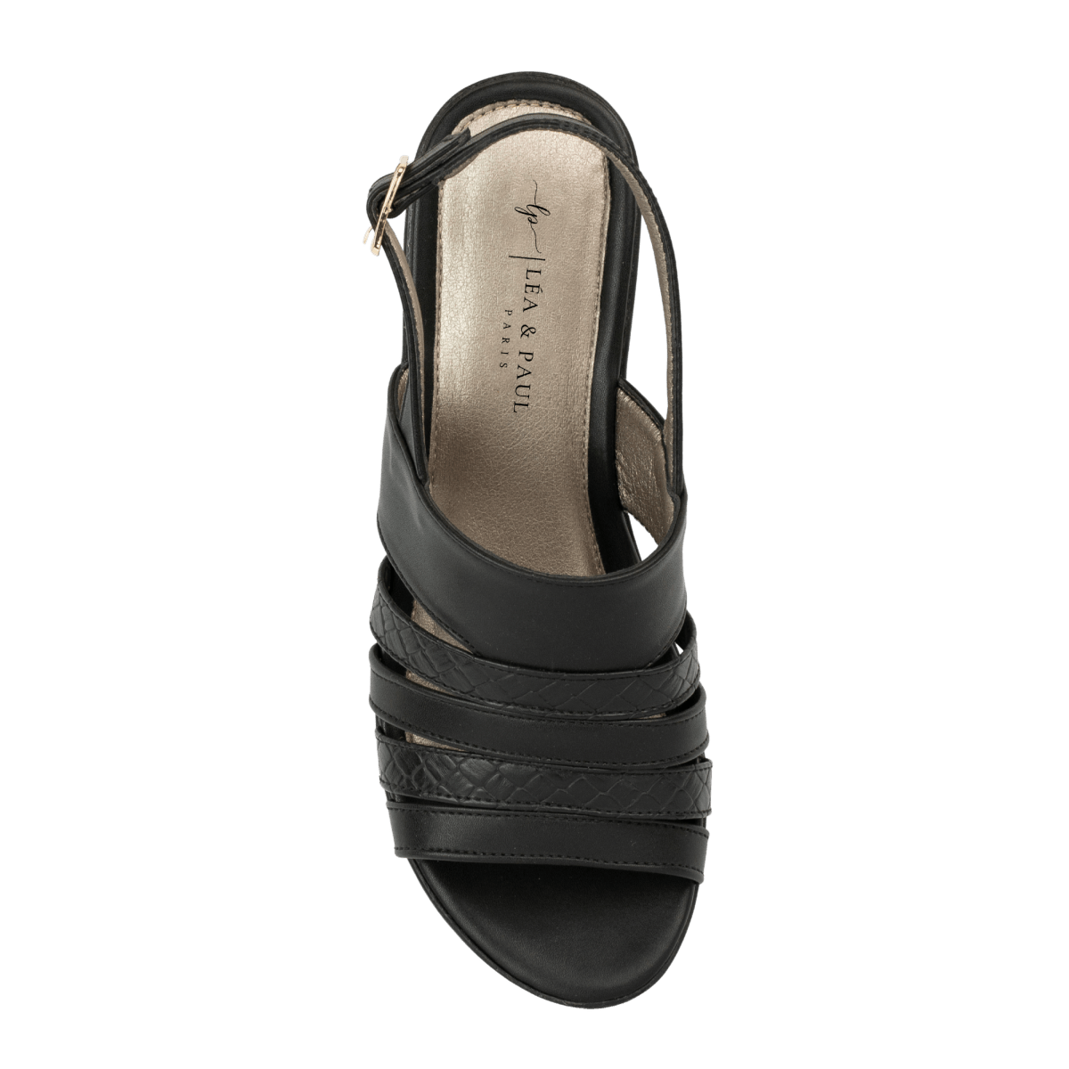 Joelle : Sandale compensée femme noir - Lea & Paul Maroc