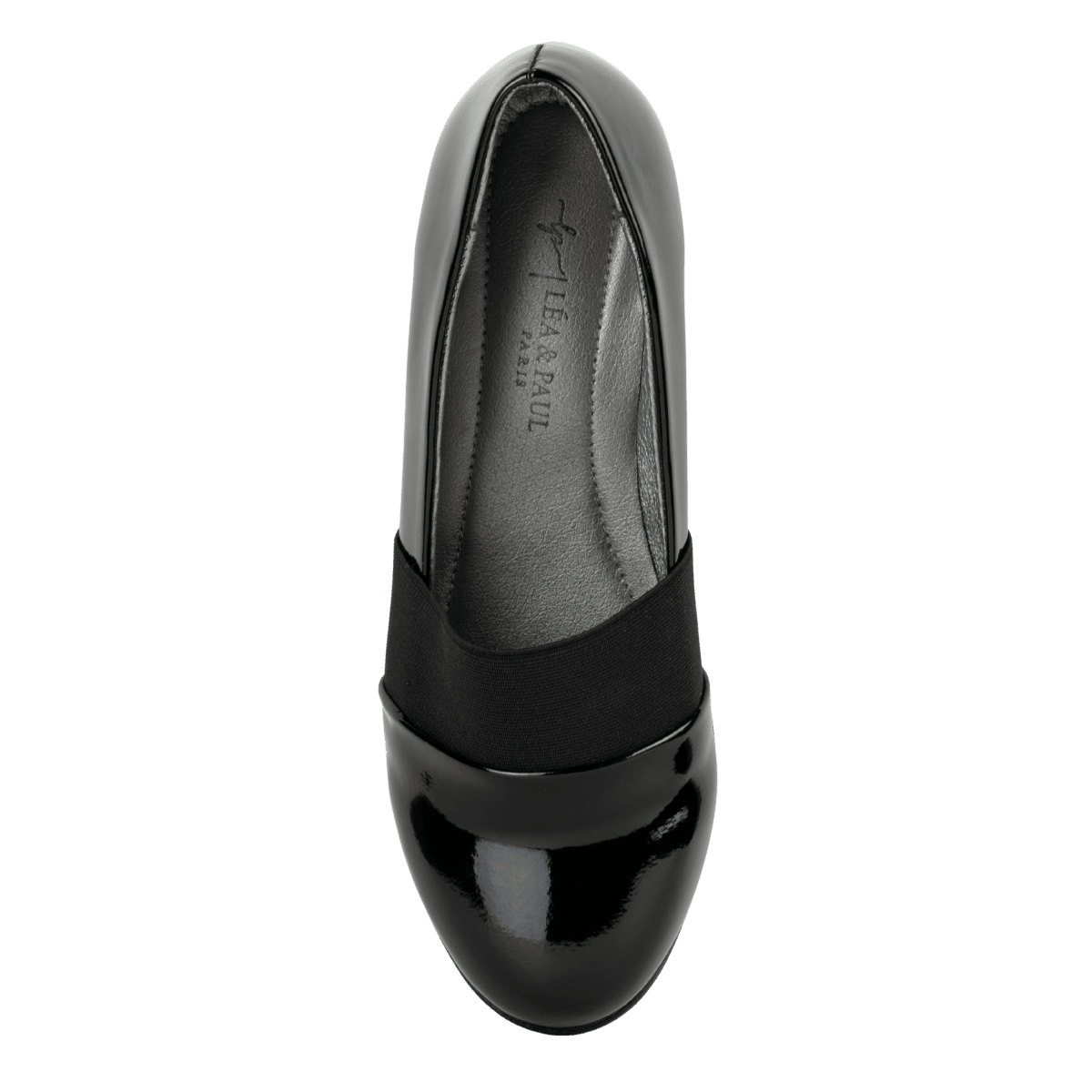 Mocassins compensé pour femme – Noir Vernis – LUNA - Lea & Paul Maroc