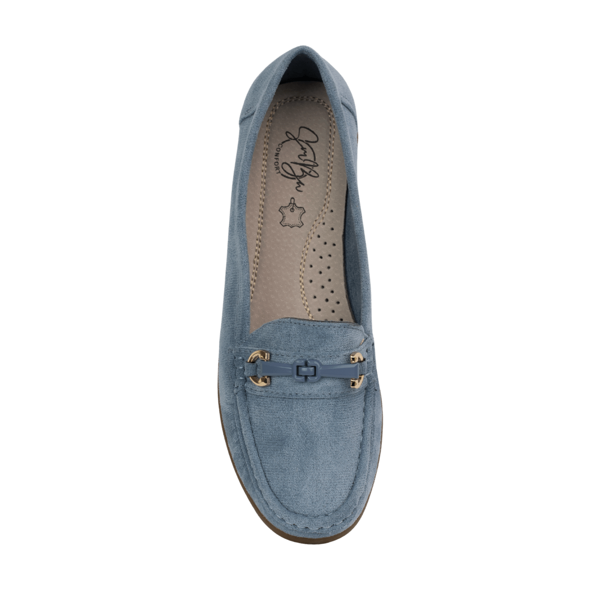 Mocassins compensés en daim pour femme – Bleu denim – Annette - Lea & Paul Maroc