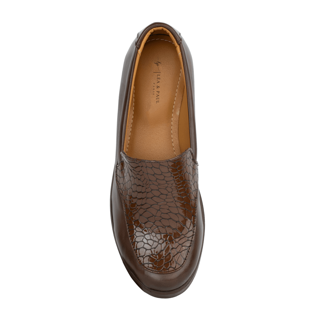 Mocassins en cuir pour femme – Marron croco – Léonie - Lea & Paul Maroc