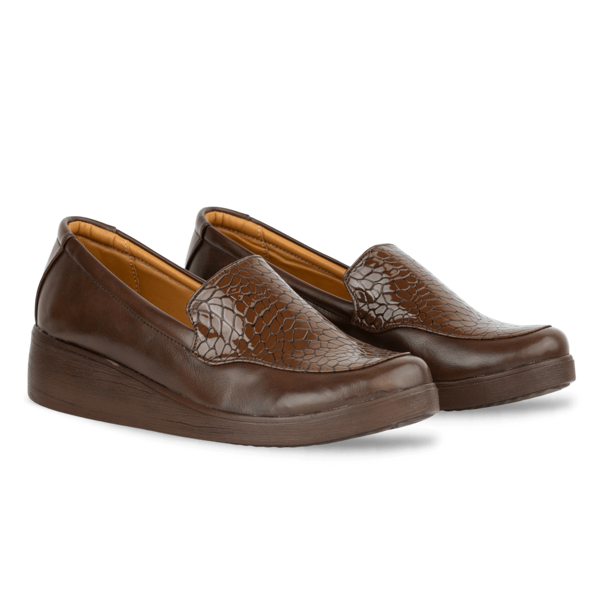 Mocassins en cuir pour femme – Marron croco – Léonie - Lea & Paul Maroc