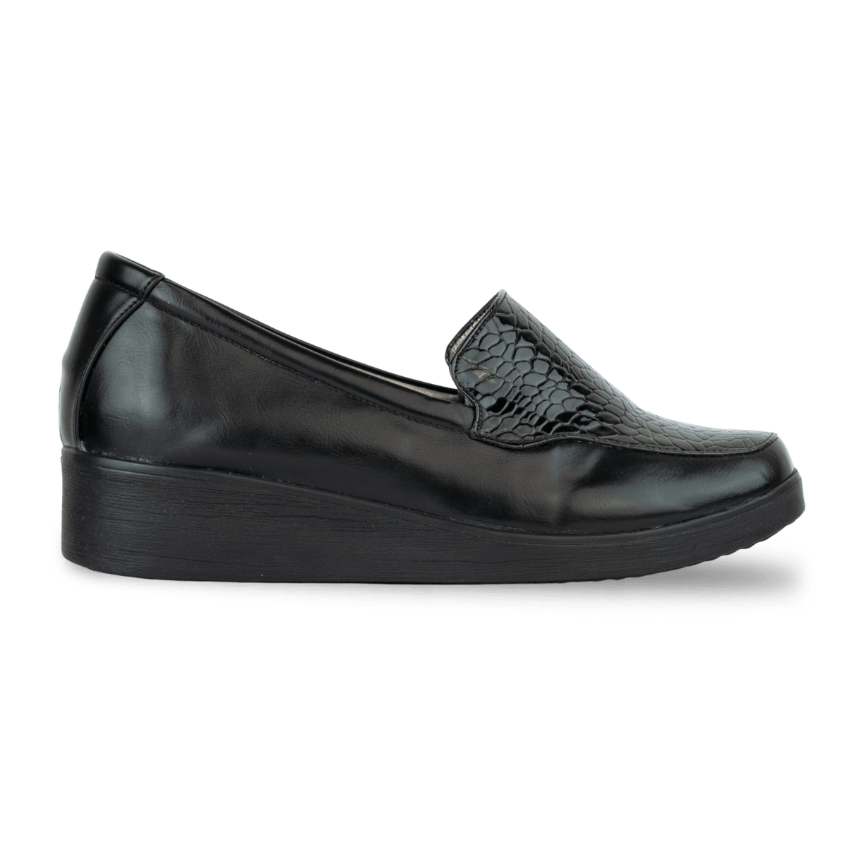 Mocassins en cuir pour femme – Noir croco – Léonie - Lea & Paul Maroc