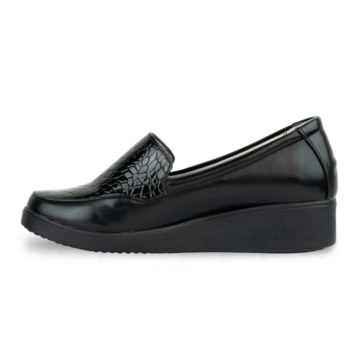 Mocassins en cuir pour femme – Noir croco – Léonie - Lea & Paul Maroc