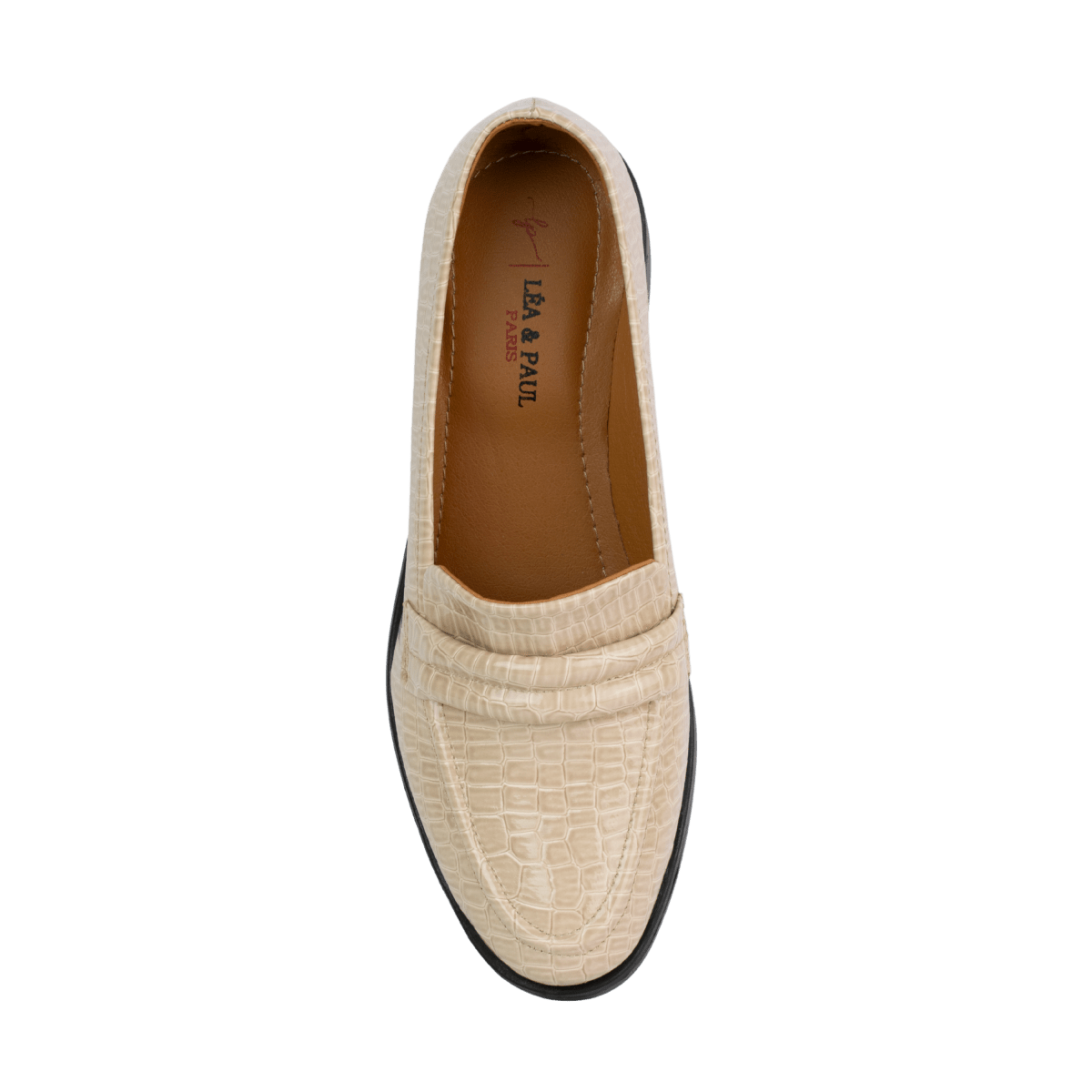 Mocassins en cuir verni pour femme – Beige – Mathilde - Lea & Paul Maroc