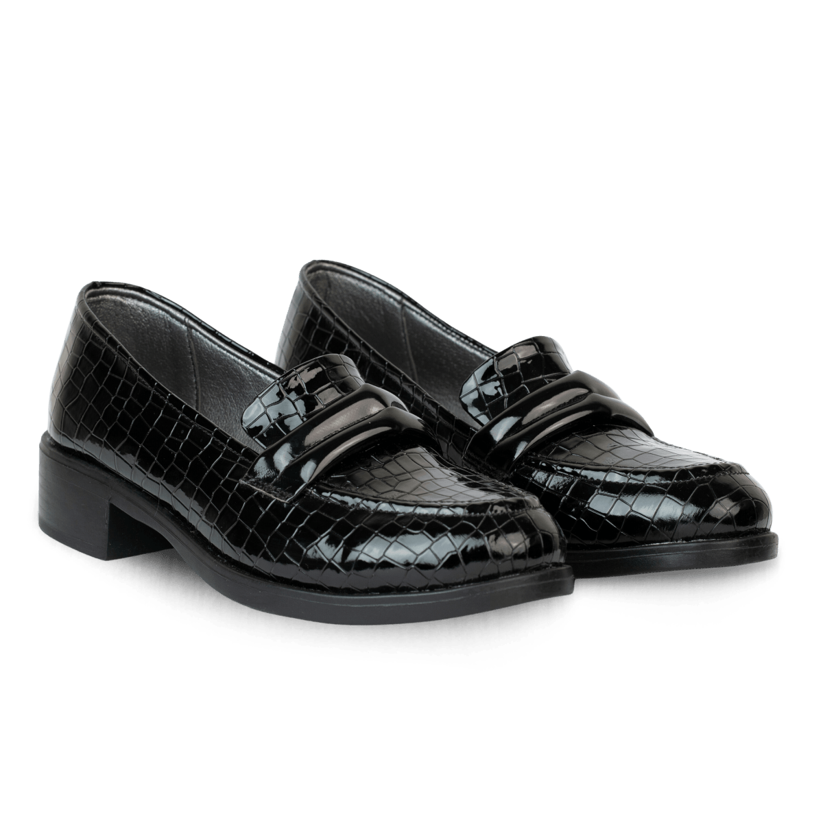 Mocassins en cuir verni pour femme – Noir – Mathilde - Lea & Paul Maroc