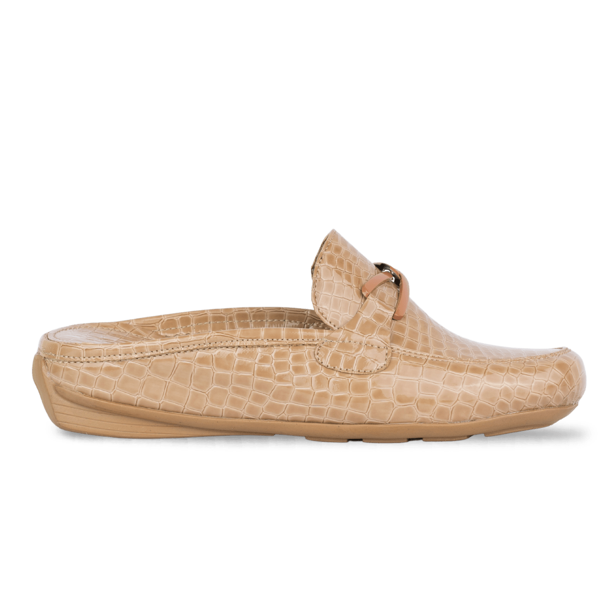 Mules en cuir pour femme – Beige croco – Marine - Lea & Paul Maroc