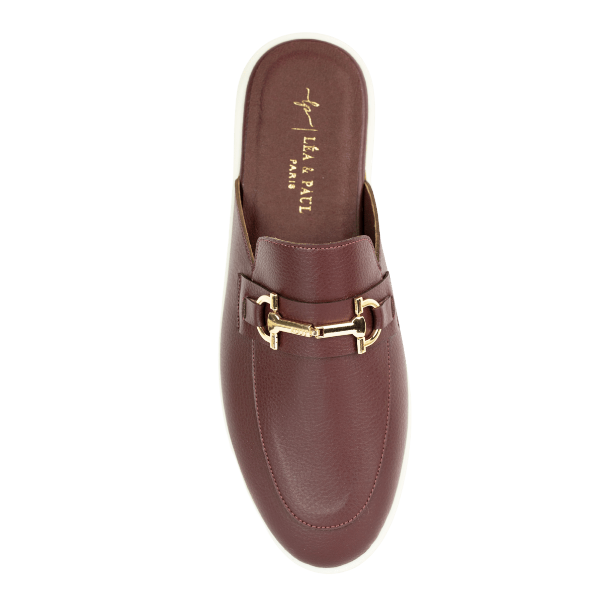 Mules en cuir pour femme – Grenat – Gloria - Lea & Paul Maroc
