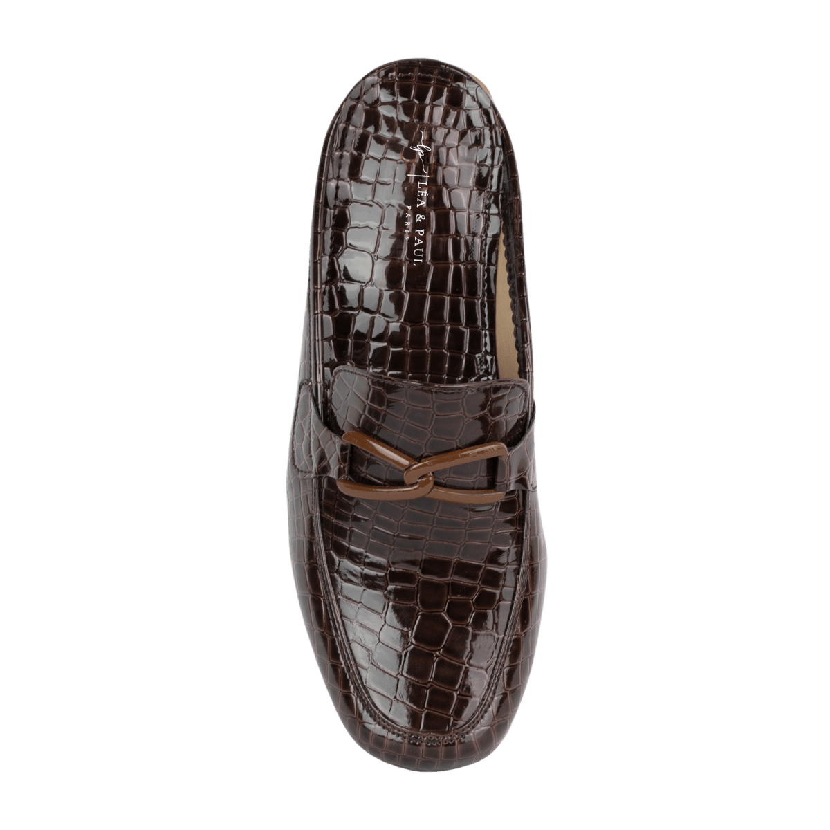 Mules en cuir pour femme – Marron croco – Marine - Lea & Paul Maroc