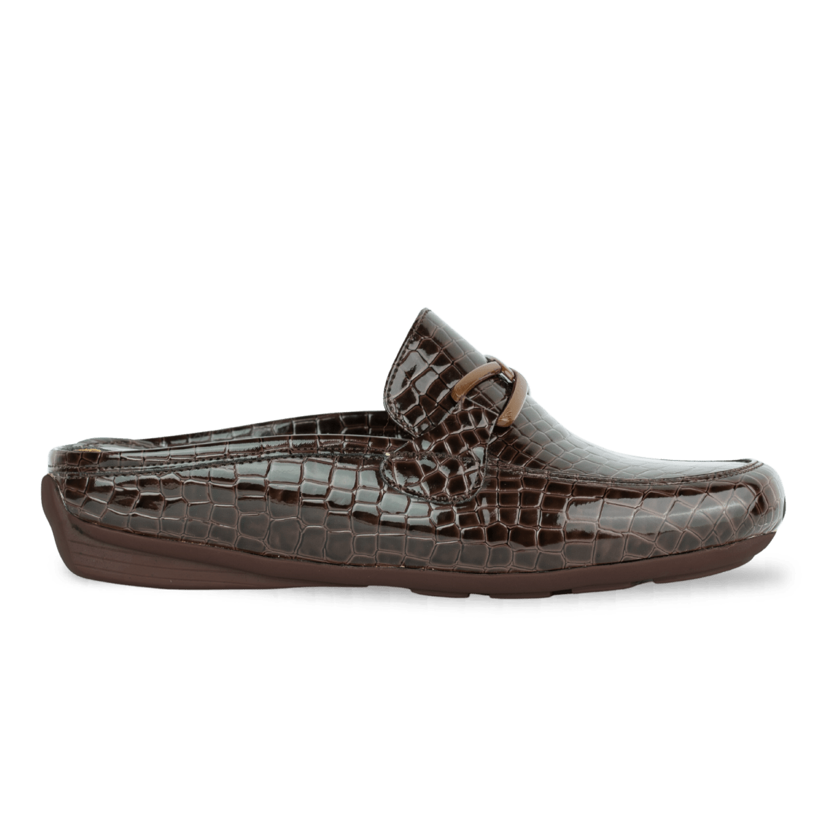Mules en cuir pour femme – Marron croco – Marine - Lea & Paul Maroc
