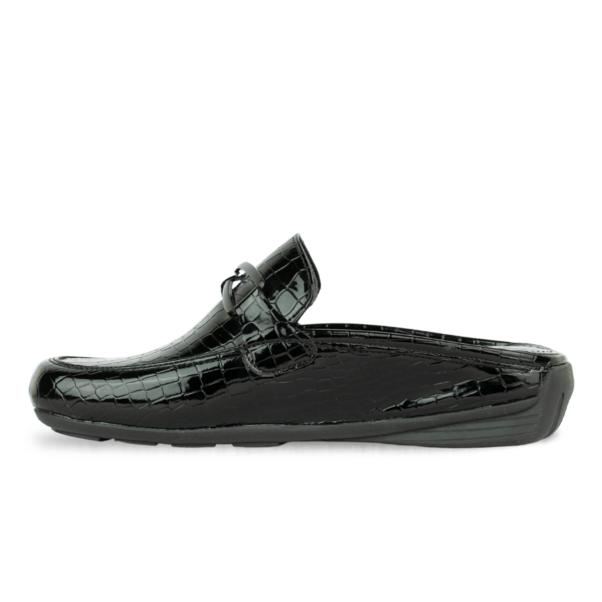 Mules en cuir pour femme – Noir croco – Marine - Lea & Paul Maroc