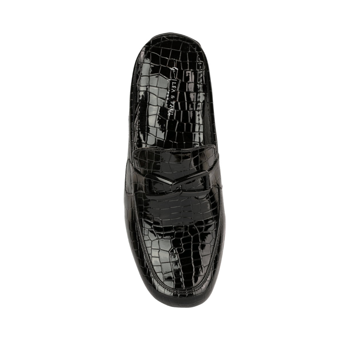 Mules en cuir pour femme – Noir croco – Marine - Lea & Paul Maroc