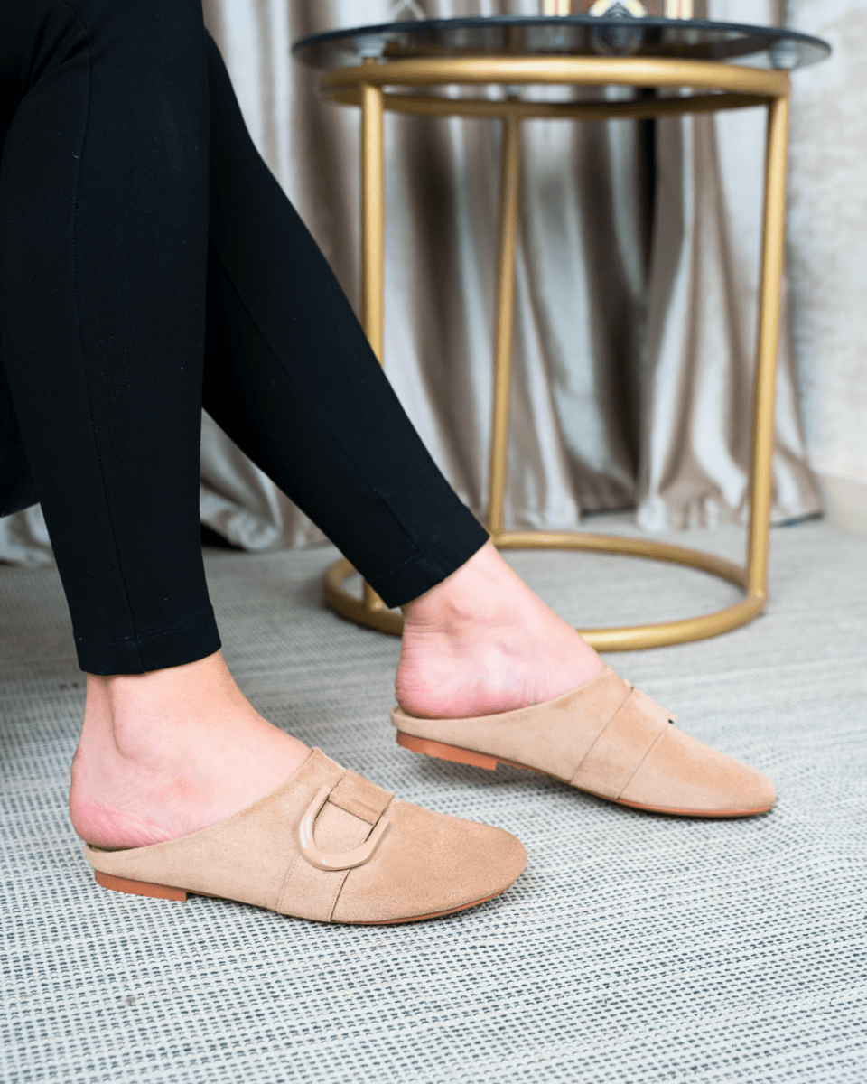 Mules en daim pour femme – Beige – Ambre - Lea & Paul Maroc