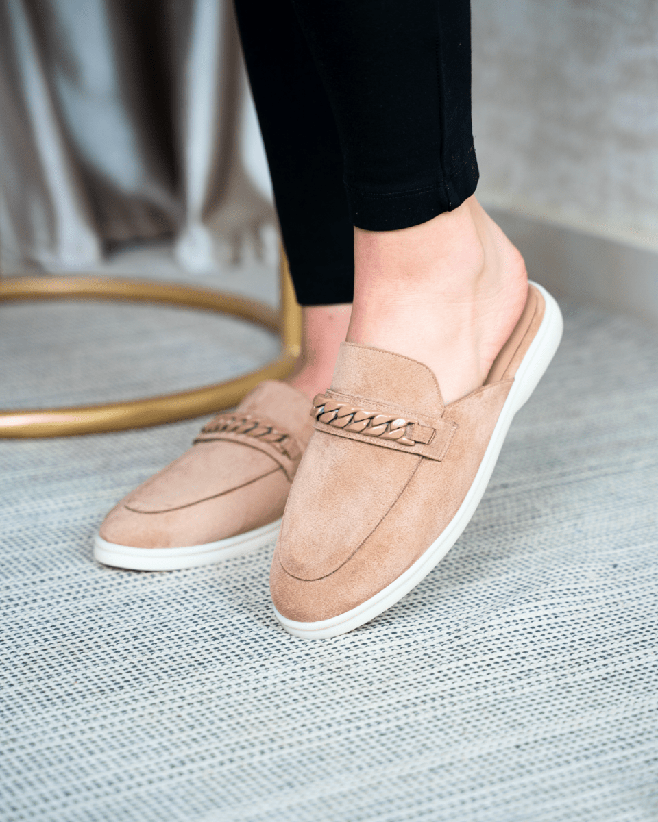 Mules en daim pour femme – Beige – Diva - Lea & Paul Maroc