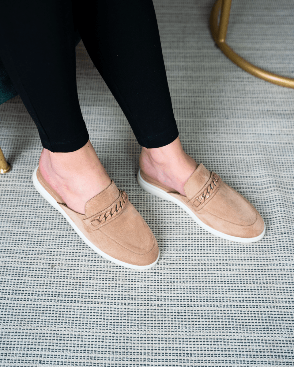 Mules en daim pour femme – Beige – Diva - Lea & Paul Maroc