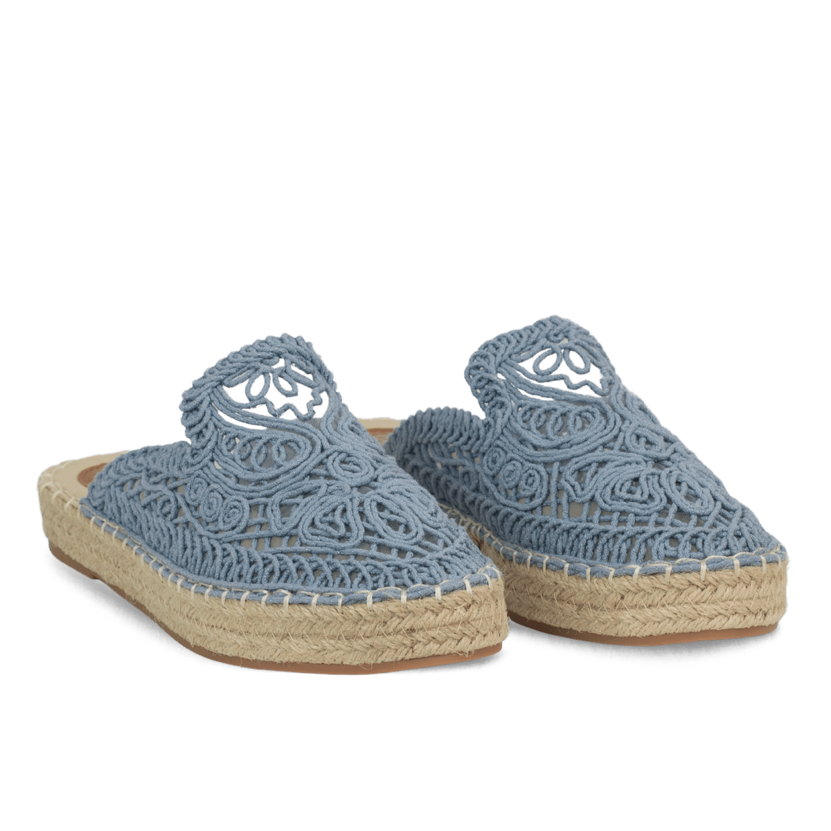 Mules tressées en corde pour femme – Bleu ciel – Lorena - Lea & Paul Maroc